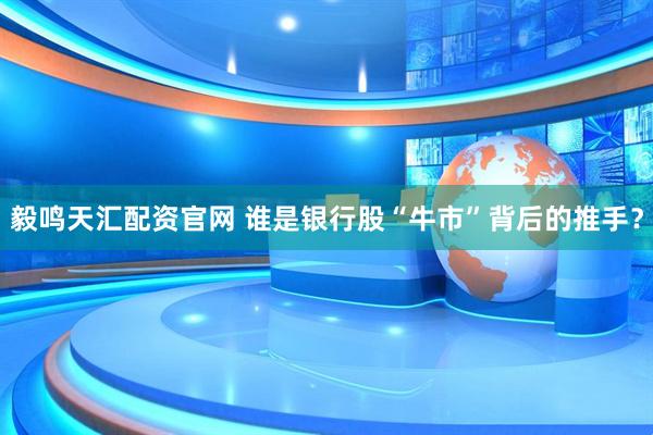 毅鸣天汇配资官网 谁是银行股“牛市”背后的推手？