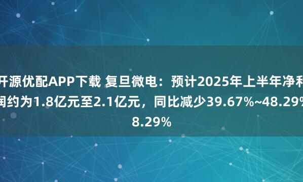 开源优配APP下载 复旦微电：预计2025年上半年净利润约为1.8亿元至2.1亿元，同比减少39.67%~48.29%